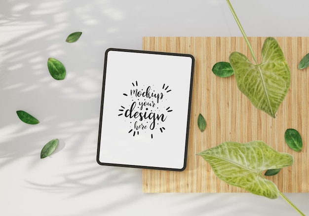 Tablet with decoration Psd Mockup