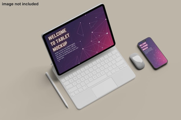 tablet with smartphone mockup