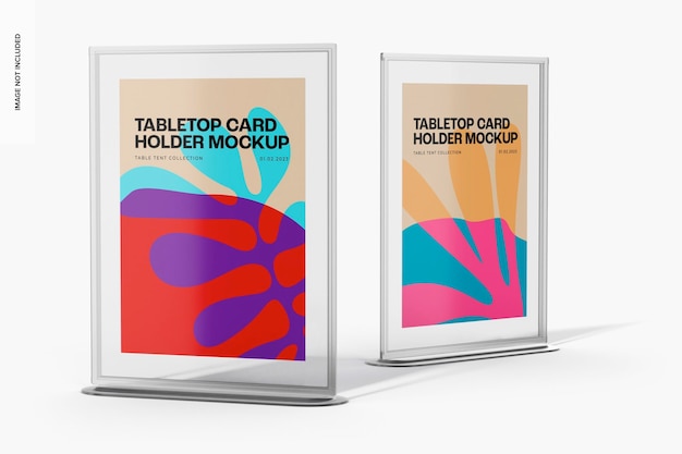 Tabletop card holders mockup, left and right view