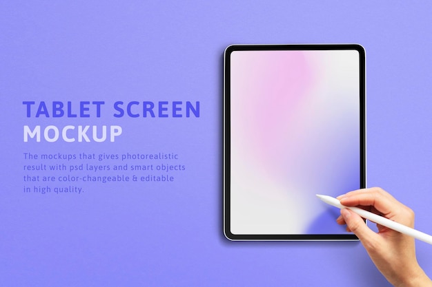 PSD tabletscherm met stylus ad . in de hand