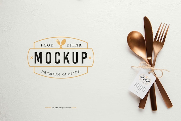 PSD tableware arrangement with mock-up tag
