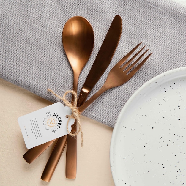 PSD tableware arrangement with mock-up tag