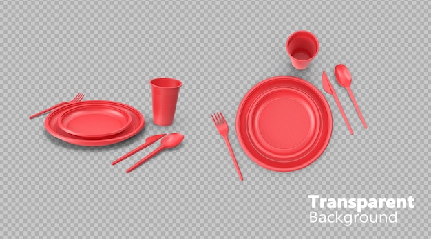tableware empty plates on transparent background