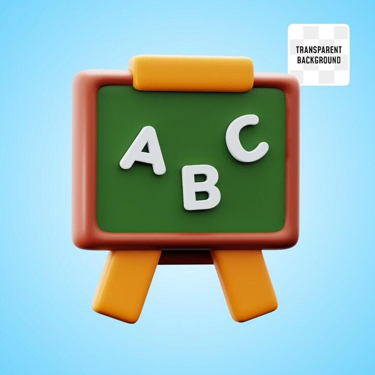 PSD tablica kredowa z alfabetem abc do nauczania klasy z powrotem do szkoły koncepcja ilustracji ikony 3d renderowanie projektu