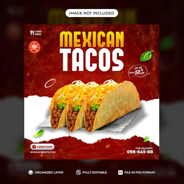 Taco-flyer en Instagram-postsjabloonontwerp