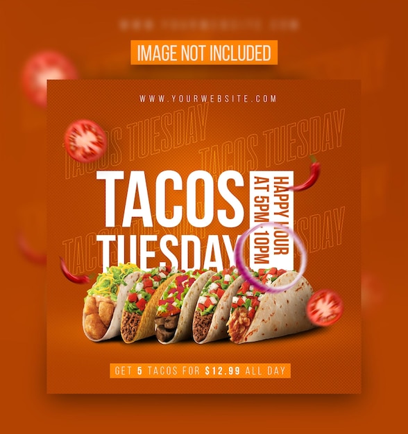 PSD taco's tuesday flyer of social media post