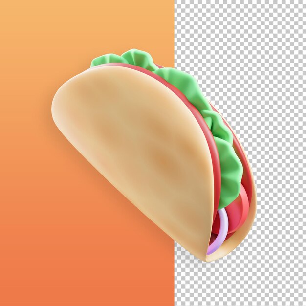 A taco with a green tomato 3d illustration