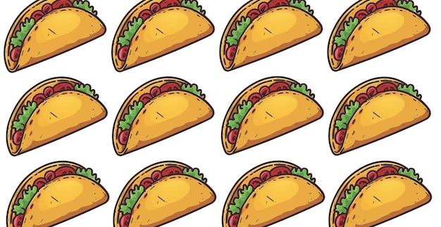 PSD tacos all around pattern in simple cartoon style