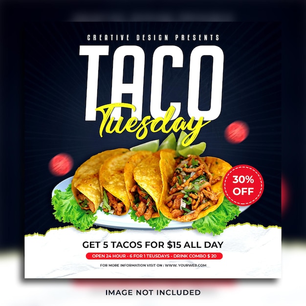 PSD tacos food restaurant social media banner post template