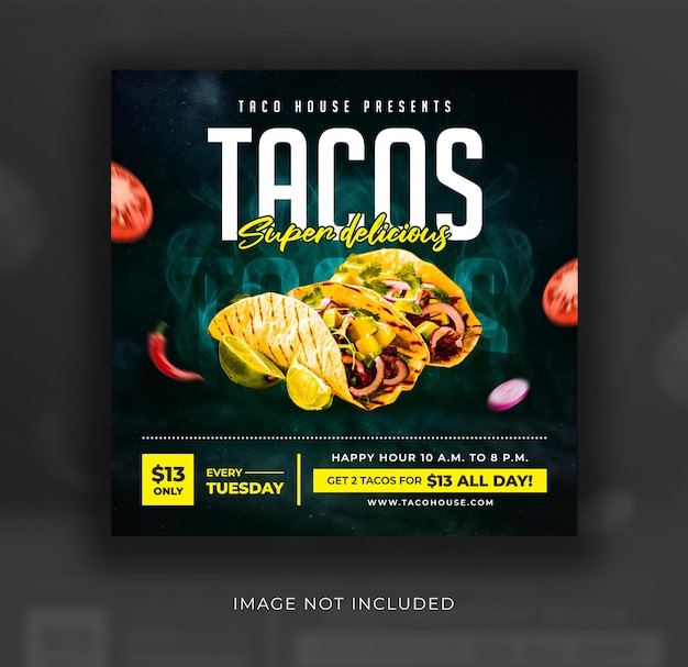 PSD modello di post sui social media di tacos per il ristorante di cibo psd premium