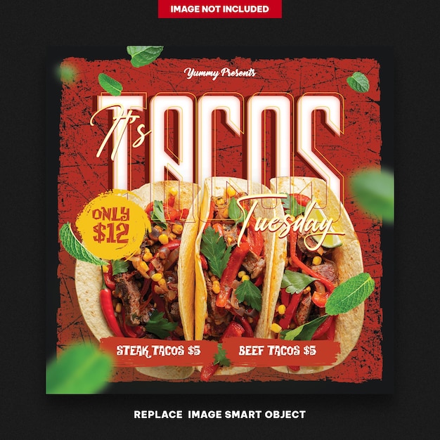 PSD tacos square flyer