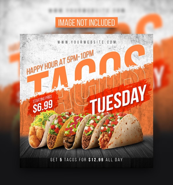 PSD tacos tuesday flyer or social media post