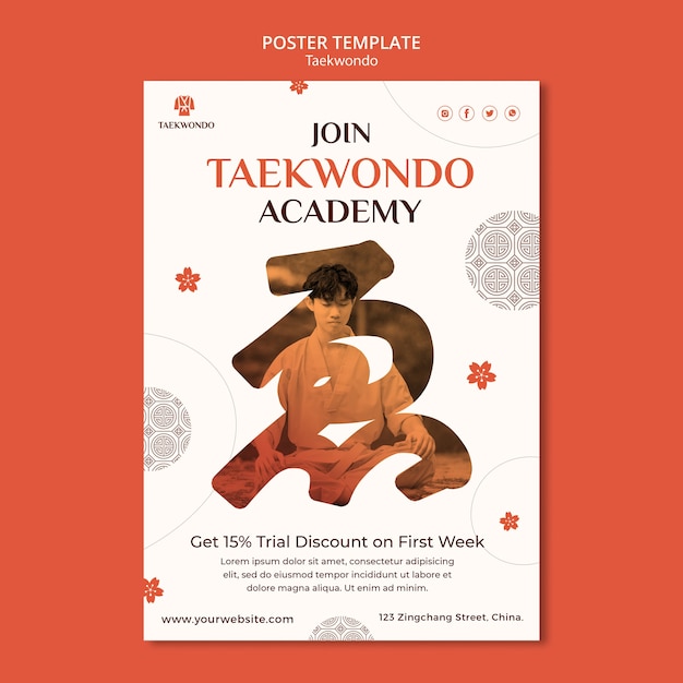 PSD taekwondo class  poster template