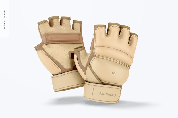 PSD taekwondo gloves mockup, falling