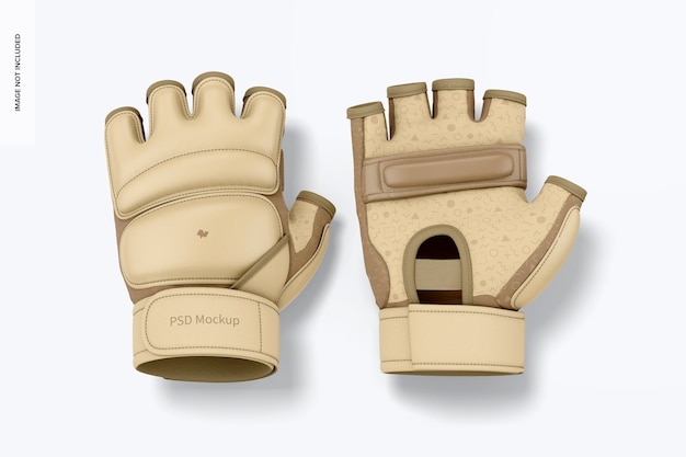taekwondo gloves mockup, top view