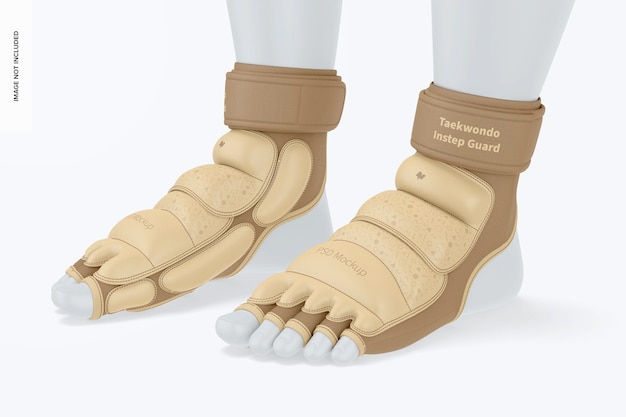 PSD taekwondo instep guards mockup, perspective