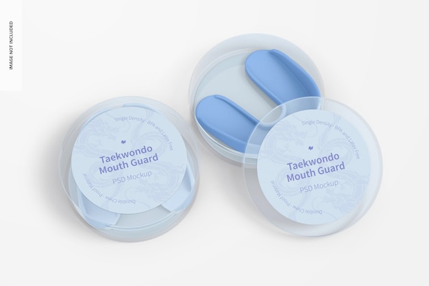 taekwondo mouth guard mockup, leaned