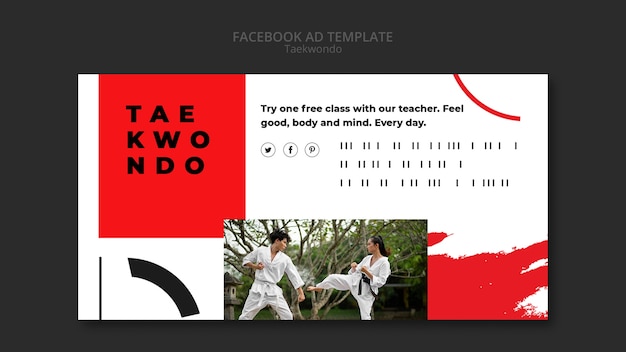 PSD modello facebook per la pratica del taekwondo