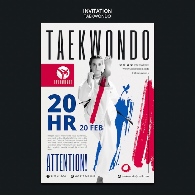 PSD taekwondo practice invitation template