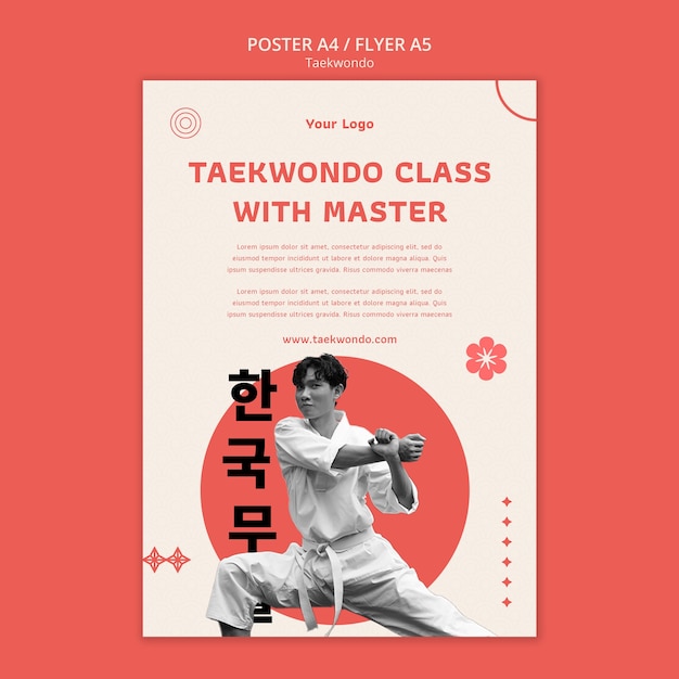 PSD modello del manifesto di pratica del taekwondo