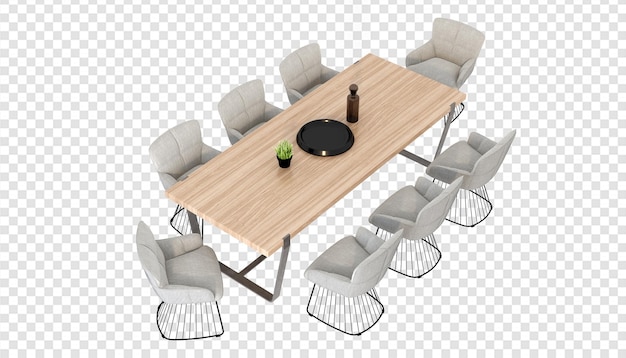 Tafel en stoel in 3D-rendering