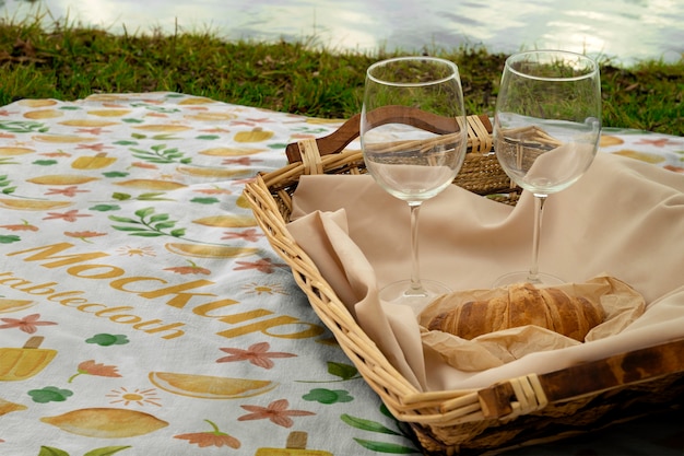 Tafelkleed textiel gebruikt voor picknick op de grond