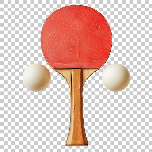 Tafeltennisrackets en -ballen geïsoleerd op een doorzichtige achtergrond met clippingpad