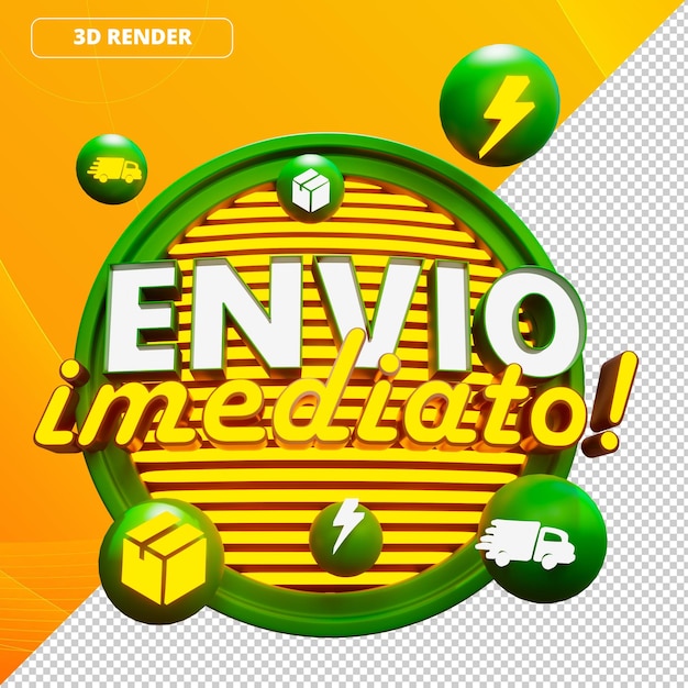 PSD tag 3d render express delivery green verde