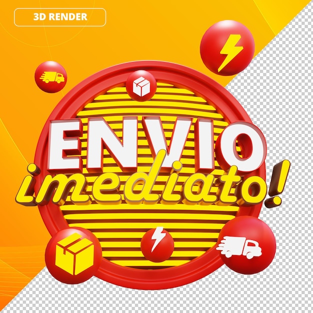 PSD tag 3d render express delivery red vermelho
