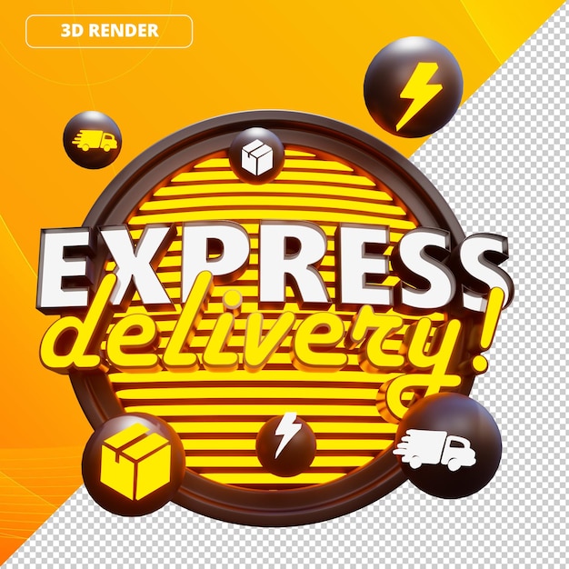 Tag 3d render express delivery zwart