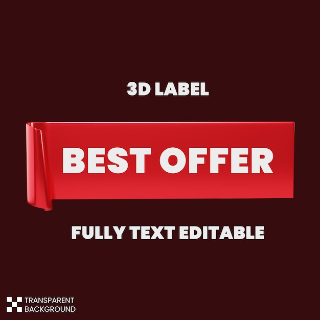 Tag best offer red 3d rendering isolated