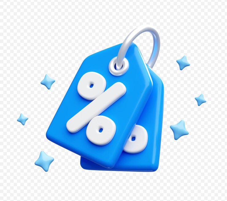 PSD tag label with percentage discount coupon online shopping icon 3d illustration background