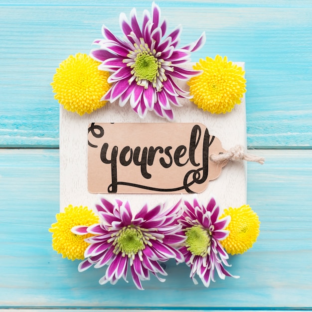 tag mockup with floral decoration