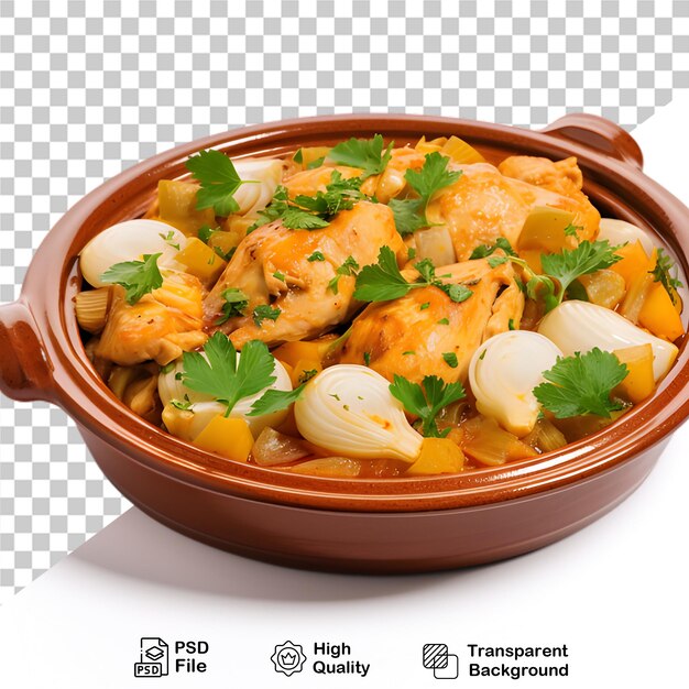 Tagine met kippenvlees en groenten geïsoleerd op transparante achtergrond png-bestand