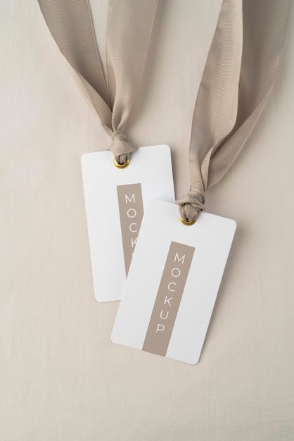 Tags with ribbon design mockup