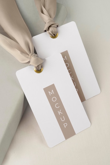 PSD tags with ribbon design mockup