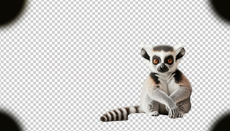 PSD tailed lemur on transparent background