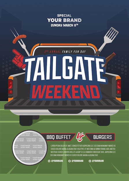 PSD tailgate football party flyer