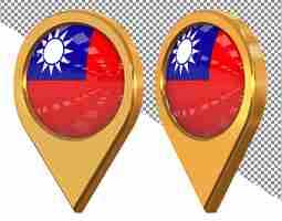 PSD taiwan location icon flag isolated with different angled 3d rendering