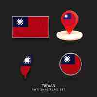 PSD 대만 국기 지도 위치 요소 디자인