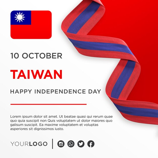 Taiwan nationale onafhankelijkheidsdag viering banner nationale verjaardag social media postsjabloon