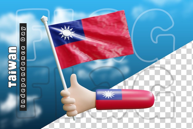 PSD bandiera di taiwan sventola sulla mano o bandiera di taiwan sulla mano