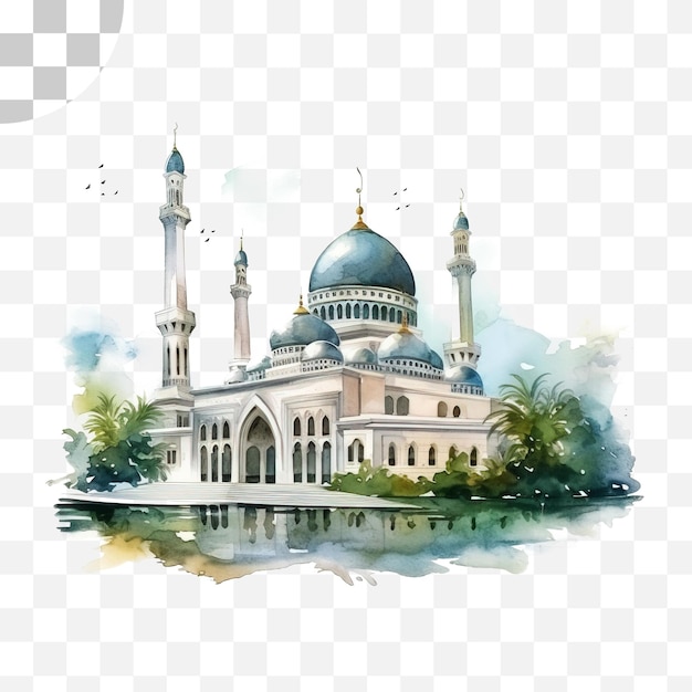 PSD taj mahal mosque watercolor png background