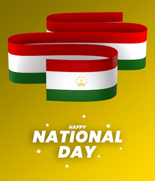 PSD tajikistan flag element design national independence day banner ribbon psd