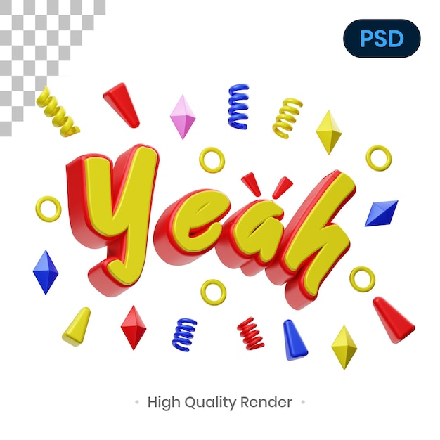 Tak, Ilustracja Renderowania 3d Premium Psd