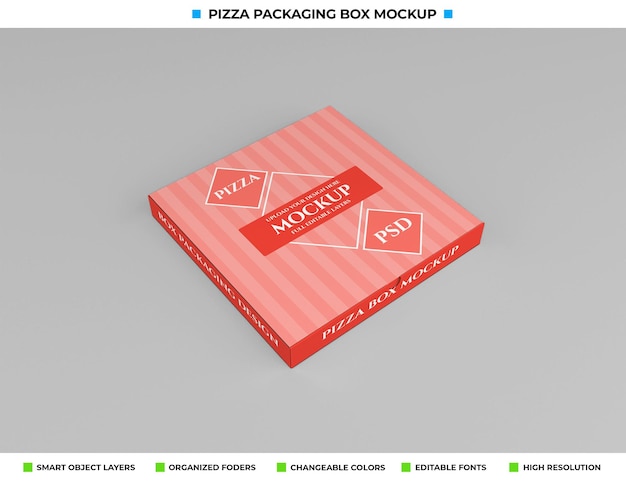 Take away carton pizza box package mockup