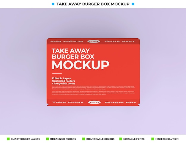 Take away food box package mockup design