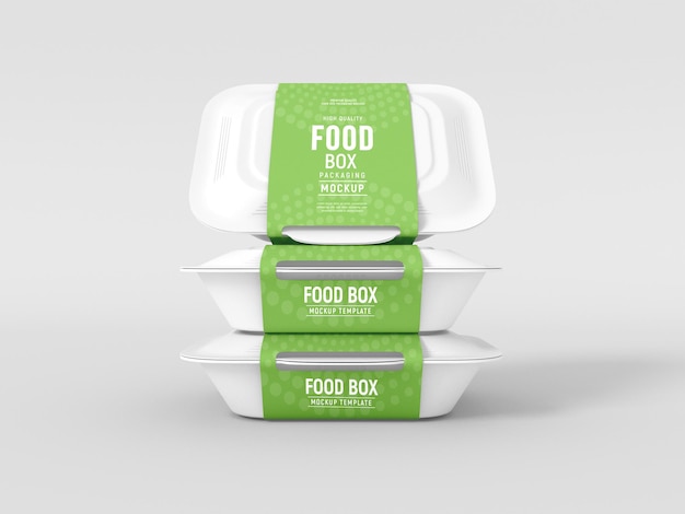 Mockup di imballaggio per scatole per alimenti da asporto