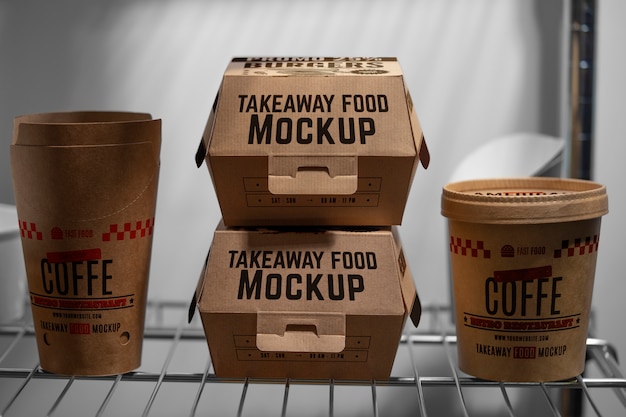 PSD take-away food items mockup