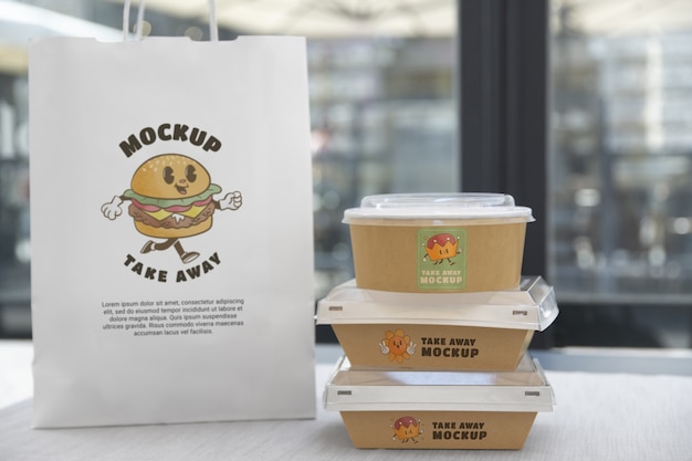 PSD take away food packaging mock-up design